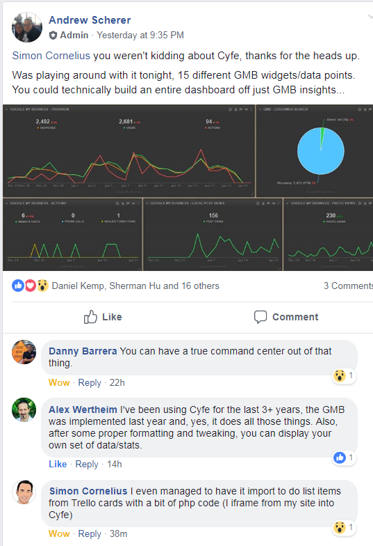 The amount of datapoints Cyfe gives and the ease of manipulating them makes for a highly customizable SEO dashboard.