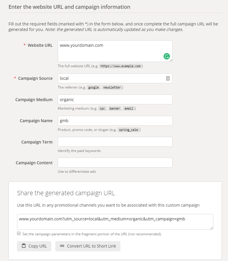 UTM Parameters_GMB