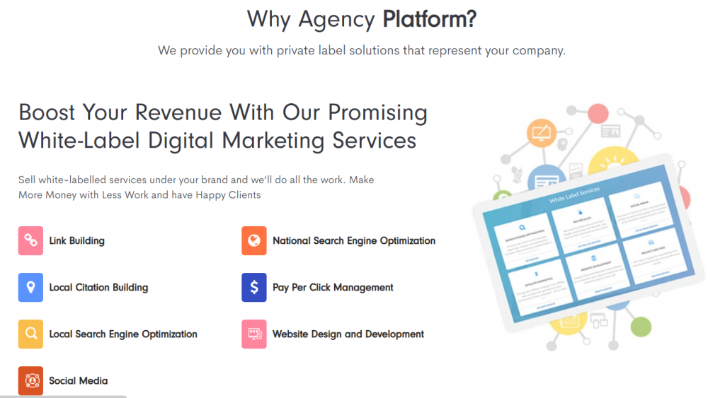 Agency Platform homepage screenshot