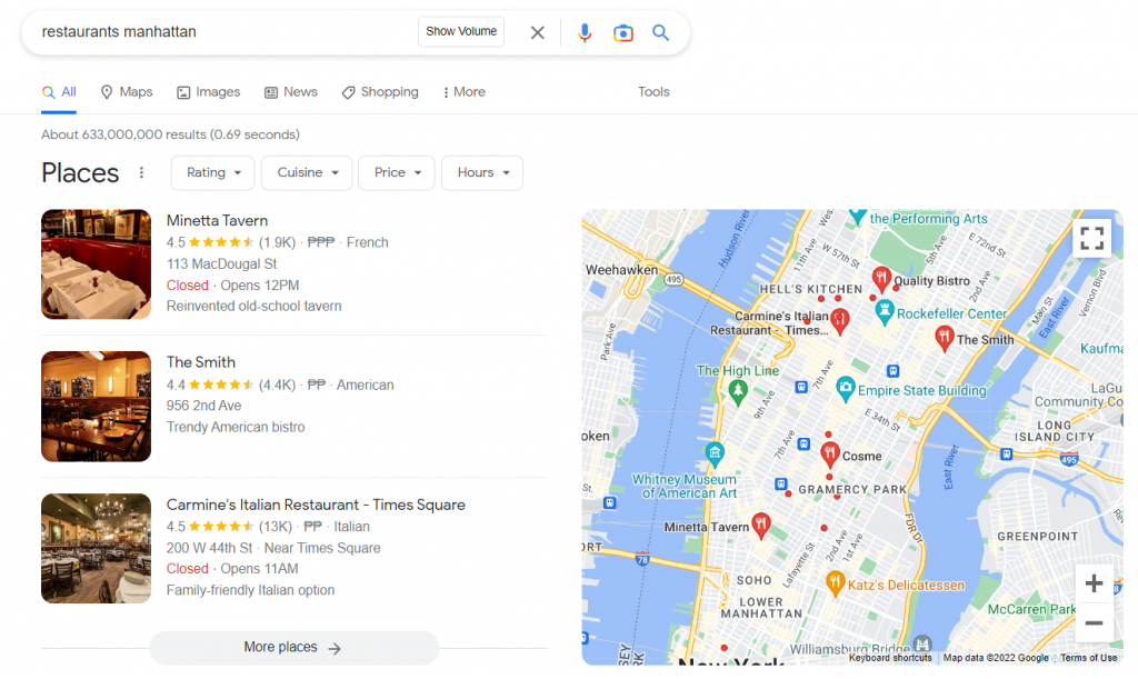 Example of the Google Maps Pack