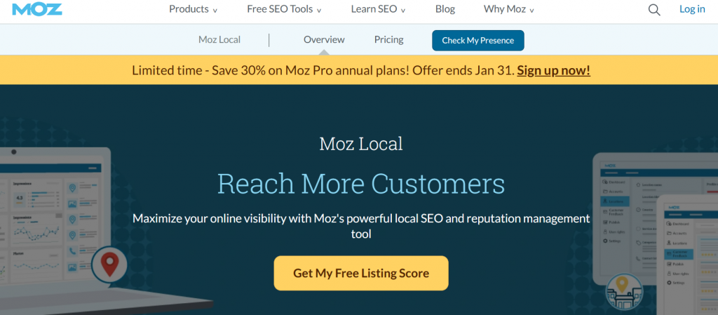 Moz Local's local citation services page screenshot