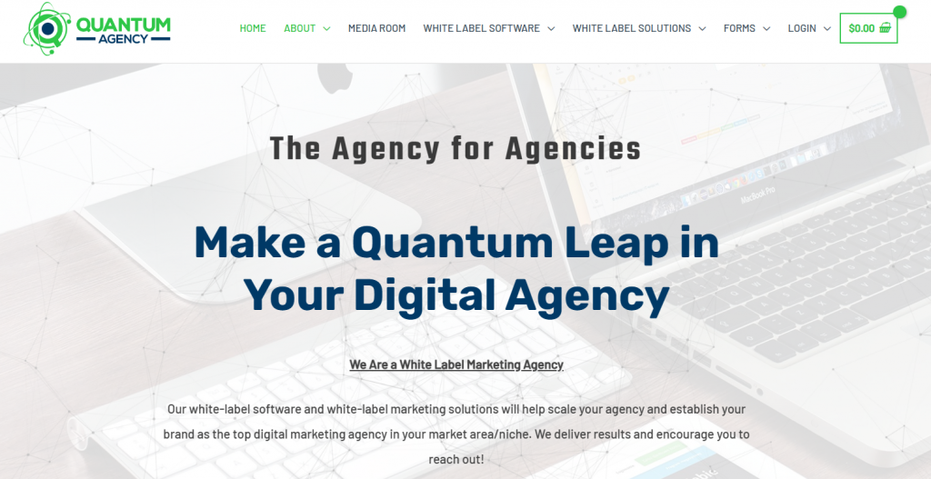 Screenshot of Quantum Agency's homepage