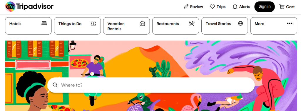 TripAdvisor homepage screenshot