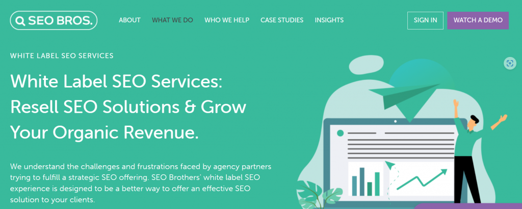 Screenshot of SEO Brothers's white label SEO service page
