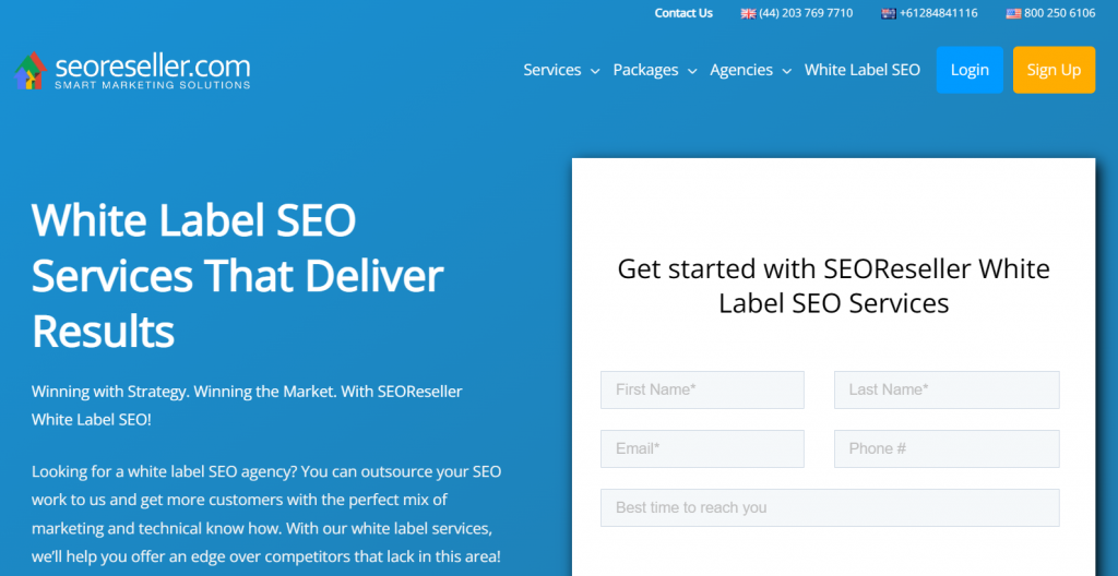 SEO Reseller homepage screenshot