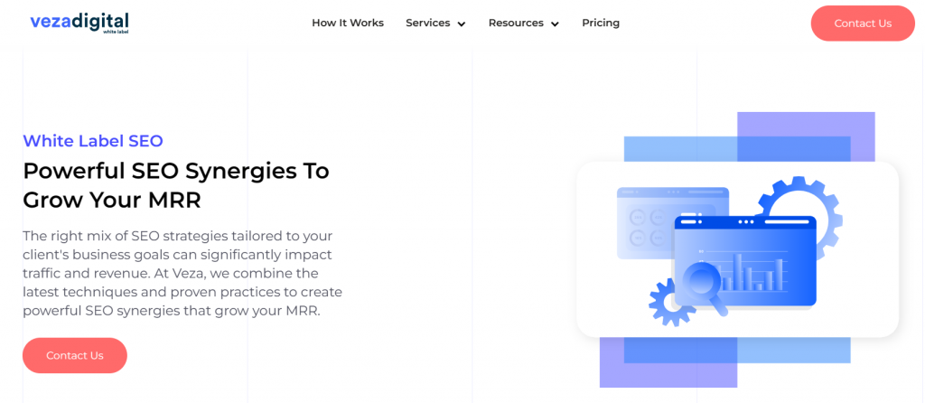 Veza Digital's white label page screenshot