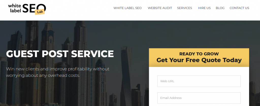 White Label SEO Lab guest post page screenshot