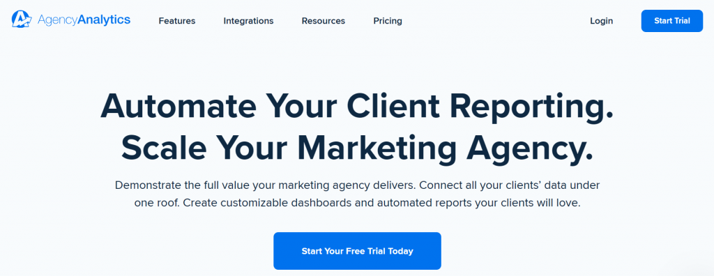 Agency Analytics home page screenshot