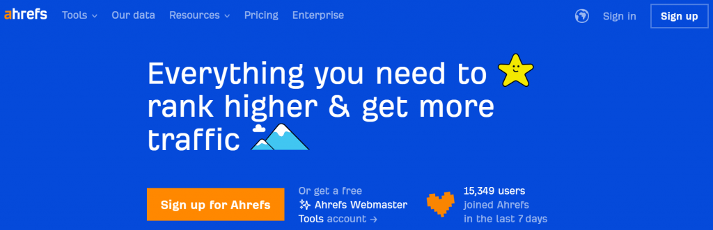 Ahrefs home page screenshot