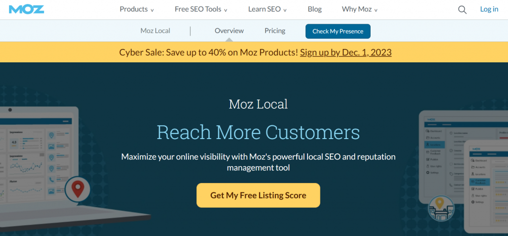 Moz Local home page screenshot