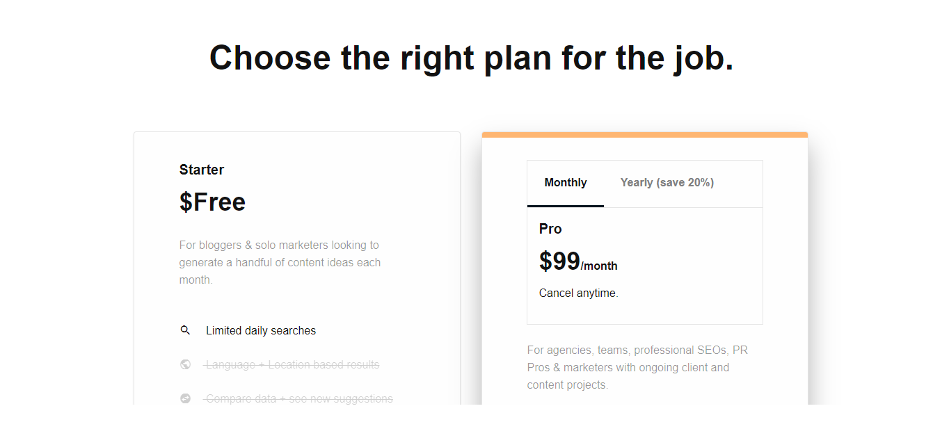 Choose the right plan for the job